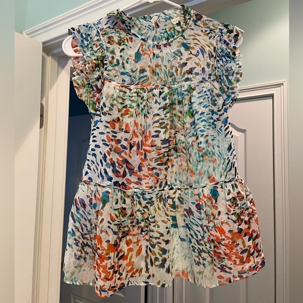 Marie Oliver Mia Crepe Colorful Silk Blend Top